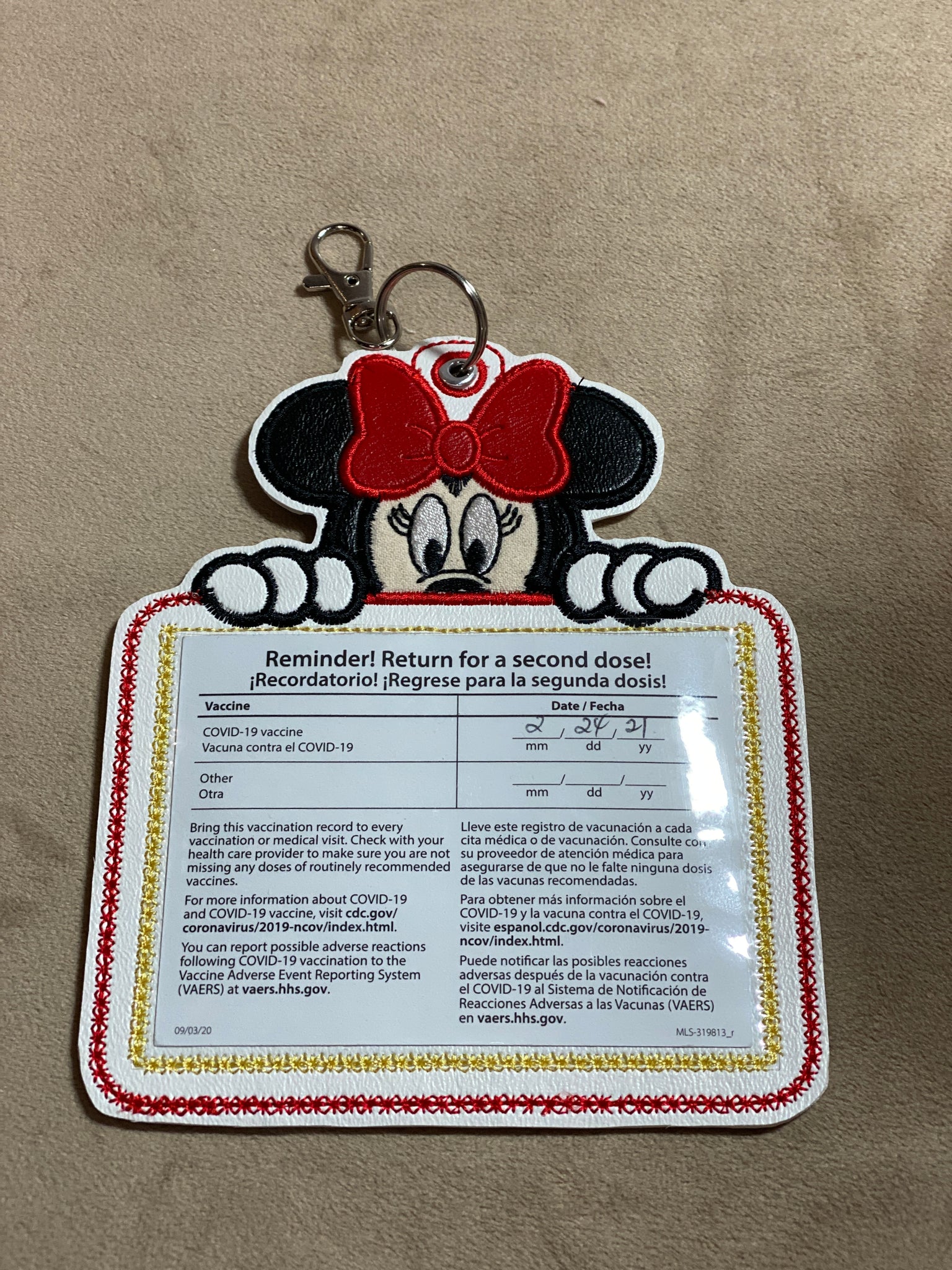 Mickey or Minnie Mouse Vaccination Card Holder